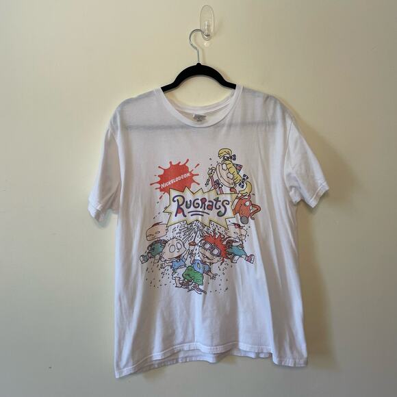 Nickelodeon Vintage L short sleeve t-shirt RUGRATS white cartoon casual crewneck - Picture 1 of 9